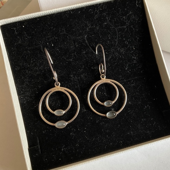 Pandora moonstone cabochon Double Hoop Earring Charms - Picture 8 of 9